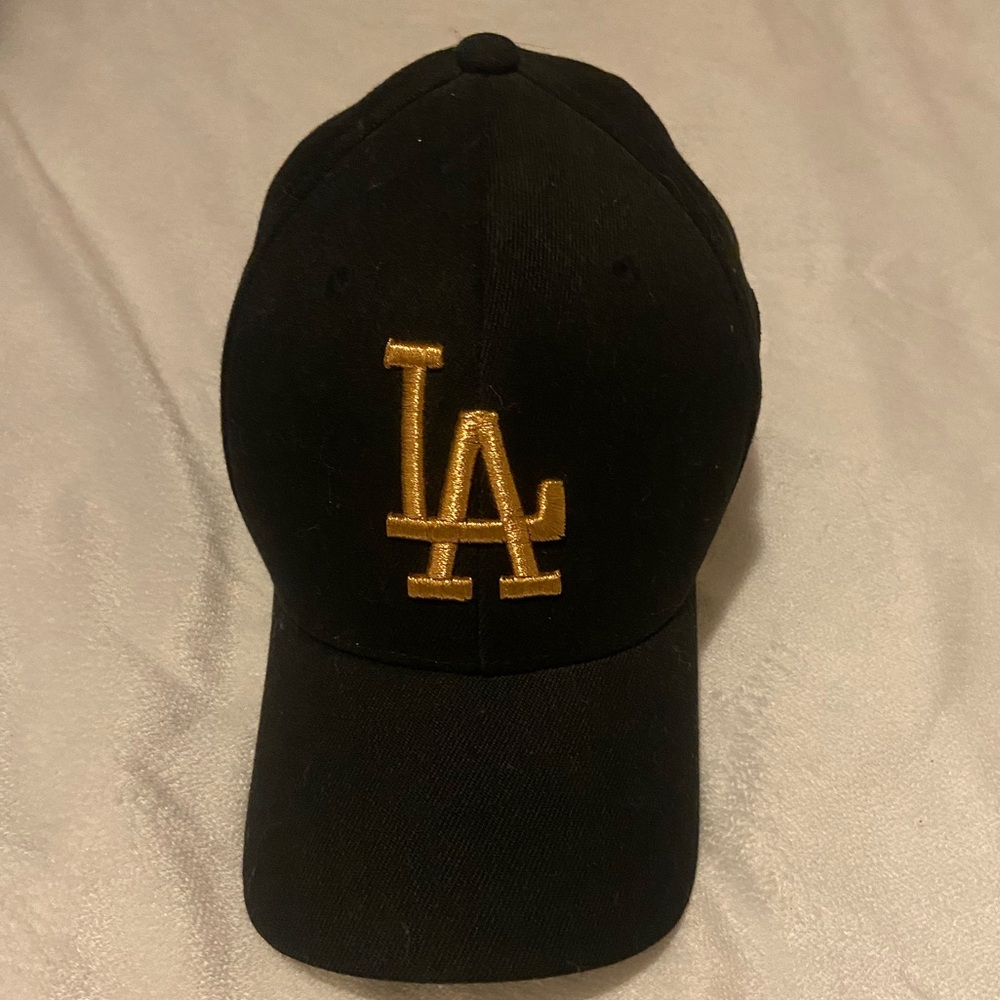 Gold Embroidered Black LA Dodgers Baseball Cap